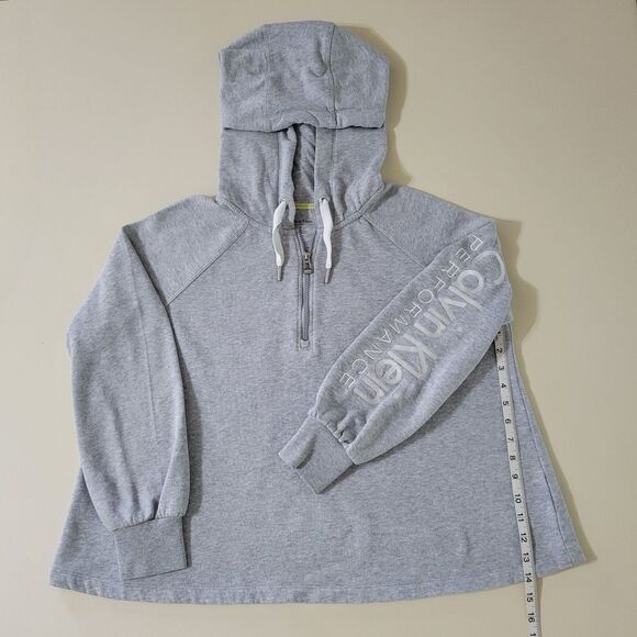 Calvin Klein Performance Women's Gray Quarter Zip Pullover Hoodie - Picture 7 of 15